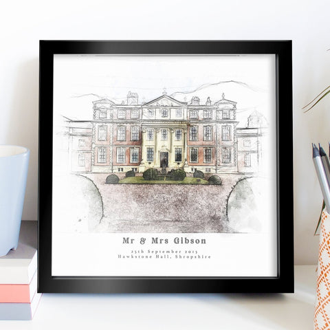 Bespoke Wedding Venue Sketch Print Portrait Personalised Wedding Gift For The Couple UNFRAMED PRINT